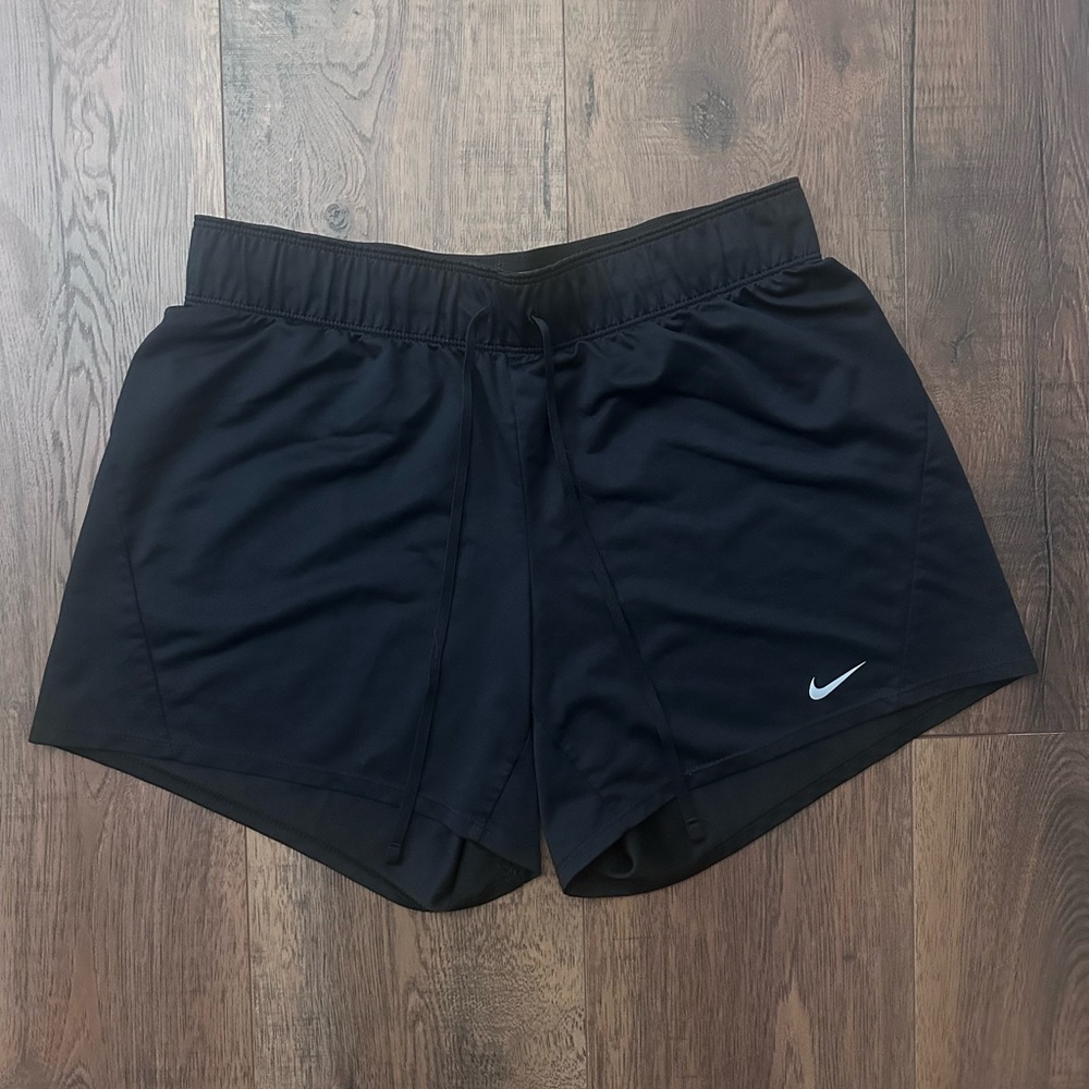 Nike Women's Black Running Shorts with White Swoosh